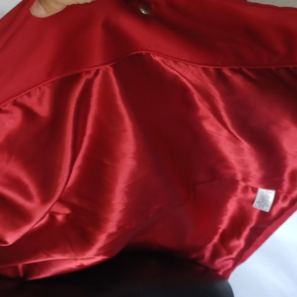 Dennis By Dennis Basso Jacket, Red satin, snap closure - Picture 7 of 8